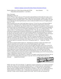 Southern Campaign American Revolution Pension Statements & Rosters Pension Application of David Edward (Edwards) W7081 Transcribed and annotated by C. Leon Harris. Alcey Edwards