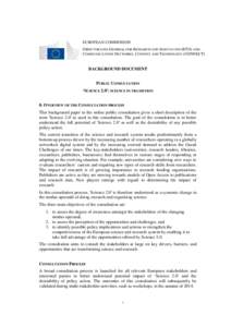EUROPEAN COMMISSION DIRECTORATES-GENERAL FOR RESEARCH AND INNOVATION (RTD) AND COMMUNICATIONS NETWORKS, CONTENT AND TECHNOLOGY (CONNECT) BACKGROUND DOCUMENT PUBLIC CONSULTATION