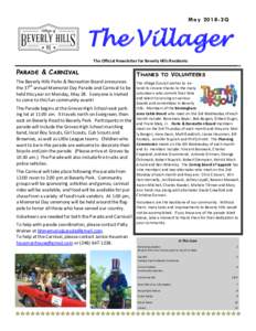 M a y2Q 20092Q 2Q a r te r The Villager The Official Newsletter for Beverly Hills Residents