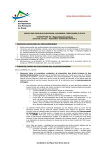 WWW.MOUNTAINPEOPLE.ORG  DROITS DES PEUPLES AUTOCHTONES, AUTONOMIE, TERRITOIRES ET ETATS CANDIDATURE DE : Miguel Díaz-Reixa Suárez (Canaries, Europe – Association 