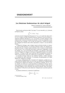 ENSEIGNEMENT  Les th´ eor` emes fondamentaux du calcul int´ egral