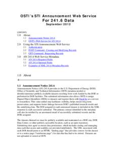 STI Announcement Web Services Manual version 2