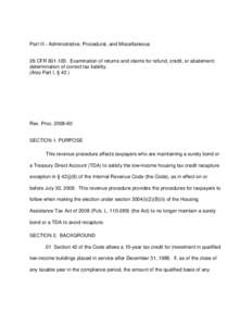 Part III - Administrative, Procedural, and Miscellaneous  26 CFR[removed]: Examination of returns and claims for refund, credit, or abatement; determination of correct tax liability. (Also Part I, § 42.)