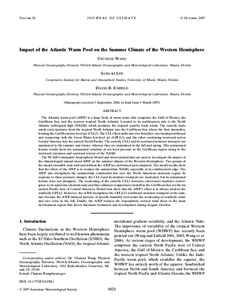 Climatology / Physical oceanography / Atmospheric dynamics / Atlantic Ocean / Western Hemisphere Warm Pool / Atlantic Equatorial mode / North American Monsoon / Sea surface temperature / Trade wind / Atmospheric sciences / Meteorology / Tropical meteorology