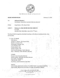 Feburary 5, 2018 Meeting Minutes