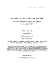 Date of Approval: February 24, 2015  FREEDOM OF INFORMATION SUMMARY SUPPLEMENTAL ABBREVIATED NEW ANIMAL DRUG APPLICATION