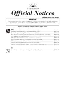 Official Notices September 2001 – Vol 10 No 4 IMPORTANT The information below is the Board’s official advice to schools of the decisions it has taken, and should be acted upon as such. Please ensure the Official Noti