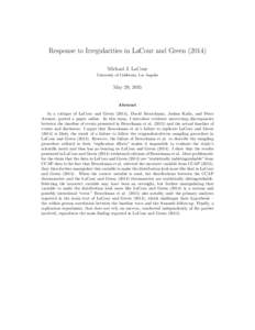 Response to Irregularities in LaCour and GreenMichael J. LaCour University of California, Los Angeles May 29, 2015