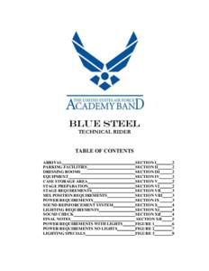 BLUE STEEL TECHNICAL RIDER TABLE OF CONTENTS ARRIVAL PARKING FACILITIES