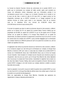 Microsoft Word - Communiqué du CMF  Reprise cotation  et maintien de cours SOPAT[removed]doc