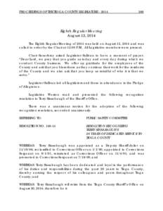 PROCEEDINGS OF THE TIOGA COUNTY LEGISLATURE[removed]Eighth Regular Meeting August 12, 2014