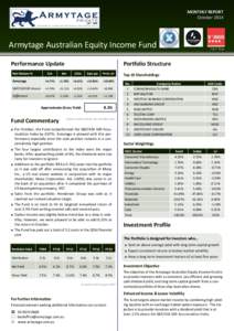 MONTHLY REPORT October 2014 ESTArmytage Australian Equity Income Fund Performance Update