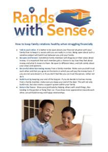 How to keep family relations healthy when struggling financially   