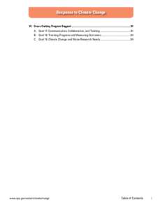 Response to Climate Change VI. Cross-Cutting Program Support ...........................................................................................91 A. Goal 17: Communication, Collaboration, and Training ..........