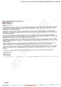 EA SE This document has been released under the RIGHT TO INFORMATION ACTQld)  Contrary to Public Interest