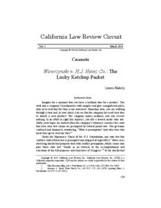 California Law Review Circuit Vol. 5 March 2014 Copyright © 2014 by California Law Review, Inc.