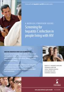 Living well with hepatitis C and HIV education series  A medical provider guide: Screening for hepatitis C infection in