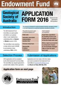 Endowment Fund Geological Society of Australia  APPLICATION