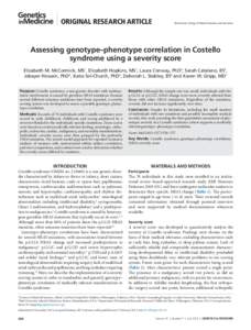 Original Research Article  © American College of Medical Genetics and Genomics Assessing genotype–phenotype correlation in Costello syndrome using a severity score