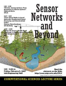 1:30 - 2:30 “Wireless Sensing Systems: From Ecosystems to Human Systems” Deborah Estrin UCLA 2:45 – 3:45