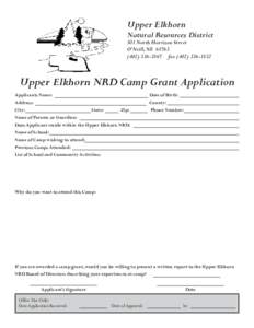 Upper Elkhorn  Natural Resources District 301 North Harrison Street O’Neill, NE3867 fax