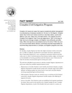 Complex Civil Litigation Program Page 1 of 3 ADMINISTRATIVE OFFICE OF THE COURTS