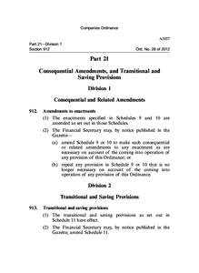 Companies Ordinance A5057 Part 21—Division 1 Section 912  Ord. No. 28 of 2012