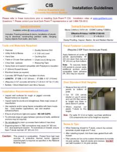 CIS Interior Basement and Concrete Insulation System Installation Guidelines