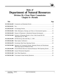 Rules of  Department of Natural Resources Division 20—Clean Water Commission Chapter 6—Permits Title