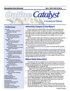 Oct. 1, 2012 Vol. 42 No. 6  Metropolitan State University Online A Newsletter for Students