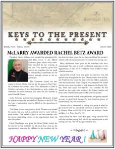 BOERNE, TEXAS KENDALL COUNTY  President Nancy McLarry was awarded the prestigious Rachel Betz award at the GSKC Christmas party where many members attended the last meeting of the year. This award is given each year to t