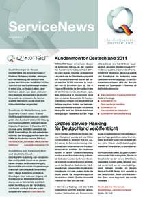 ServiceNews Ausgabe 4 I 11 Kundenmonitor Deutschland 2011 Verbraucher zeigen ein sicheres Gespür