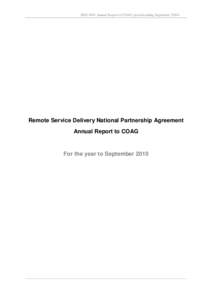 Remote Service Delivery National Partnership Agreement Annual Report to COAG for the year to September 2010