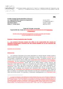 FR Comité d’experts gouvernementaux d’UNIDROIT sur l’applicabilité des clauses de compensation avec déchéance du terme Deuxième session Rome, 4 - 8 mars 2013