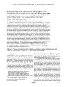 Radiative forcing due to enhancements in tropospheric ozone and carbonaceous aerosols caused by Asian fires during spring 2008