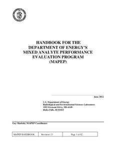 HANDBOOK FOR THE DEPARTMENT OF ENERGY’S MIXED ANALYTE PERFORMANCE EVALUATION PROGRAM (MAPEP)