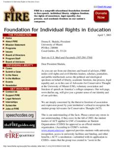 Foundation for Individual Rights in Education: Issues