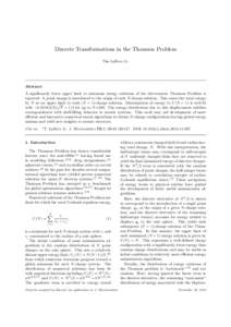 Discrete Transformations in the Thomson Problem Tim LaFave Jr.