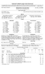 National Football League Game Summary NFL Copyright © 2011 by The National Football League. All rights reserved. This summary and play-by-play is for the express purpose of assisting media in their coverage of the game; any other use of this material is prohibited without the written permission of the National Football League.