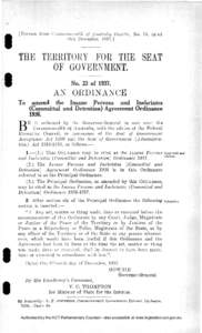 I Extract from Commonwealth of Australia Gazette, No. 74, dated 16th December, [removed]THE TERRITORY FOR THE SEAT OF GOVERNMENT. No. 23 of 1937.