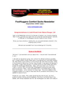 FootHuggers Comfort Socks Newsletter - September 2008