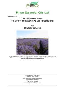 Phyto Essential Oils Ltd February 2012 THE LAVENDER STORY THE STORY OF ESSENTIAL OIL PRODUCTION BY