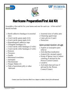 Hurricane Preparation First Aid Kit Factsheet