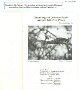 Nico & TaphornNico, L.G., & D.C. TaphornLimnology of Orinoco Basin annual killifish pools. Journal of the American Killifish Association Technical Paper 24:3-16.  Nico & Taphorn 1984