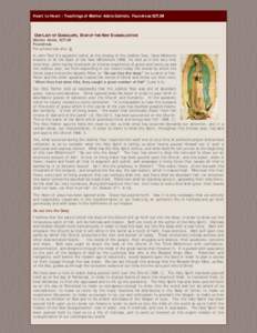 Heart to Heart - Teachings of Mother Adela Galindo, Foundress SCTJM  OUR LADY OF GUADALUPE, STAR OF THE NEW EVANGELIZATION Mother Adela, SCTJM Foundress