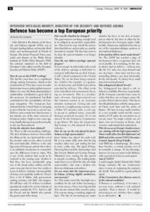 16  Tuesday 3 February 2009 N° 3685 EUROPOLITICS Interview with Giles Merritt, director of the Security and Defence Agenda