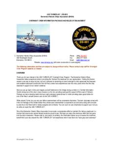 USS TURNER JOY (DD-951) Bremerton Historic Ships Association (BHSA) OVERNIGHT CREW INFORMATION PACKAGE AND RULES OF ENGAGEMENT Bremerton Historic Ships Association (BHSA) Phone