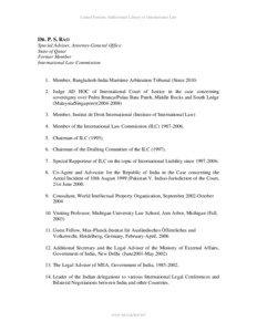 Public international law / Pemmaraju Sreenivasa Rao / League of Nations / International Law Commission / International trade