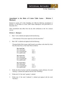 Amendment to the Gambling Act (Class 4 Gambling Equipment) Minimum Standard 2004