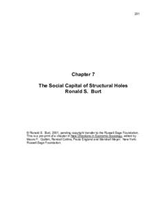 201  Chapter 7 The Social Capital of Structural Holes Ronald S. Burt